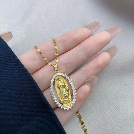 Virgin Mary Statue Pendant Necklace