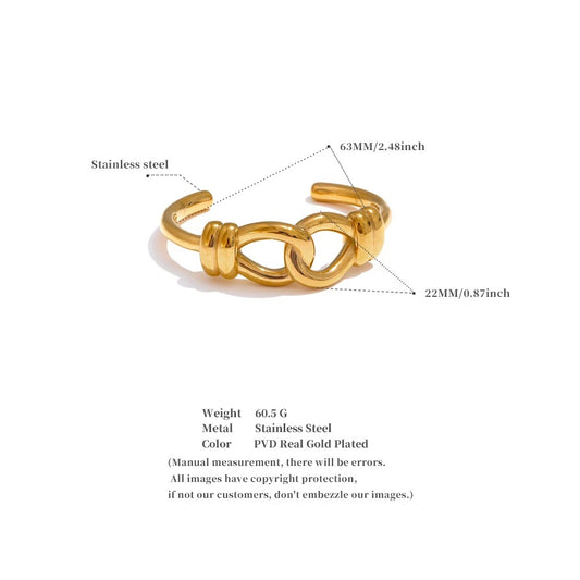 Heavy Metal Knot Cuff Open Gold Bracelet