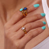 Natural Stone Turquoise Zirconia Ring