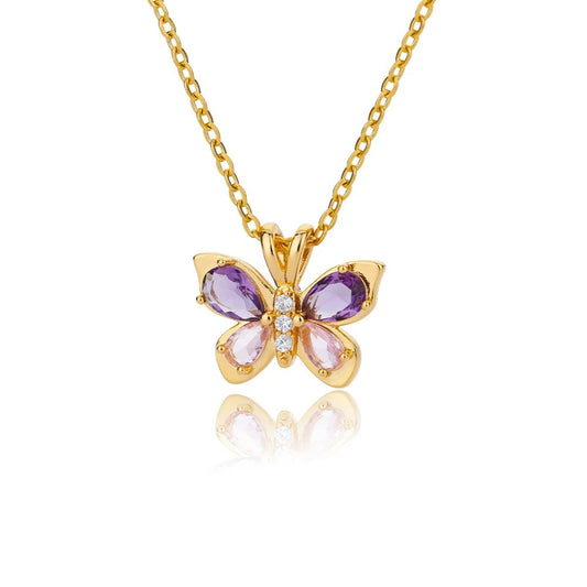 Aesthetic Zircon Butterfly Pendant Necklace