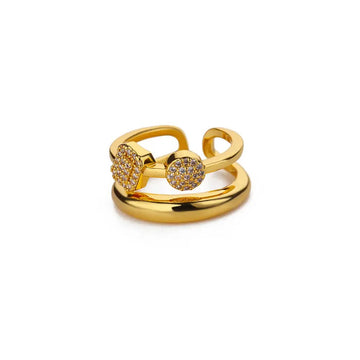 Fashion Square Round Double Ring