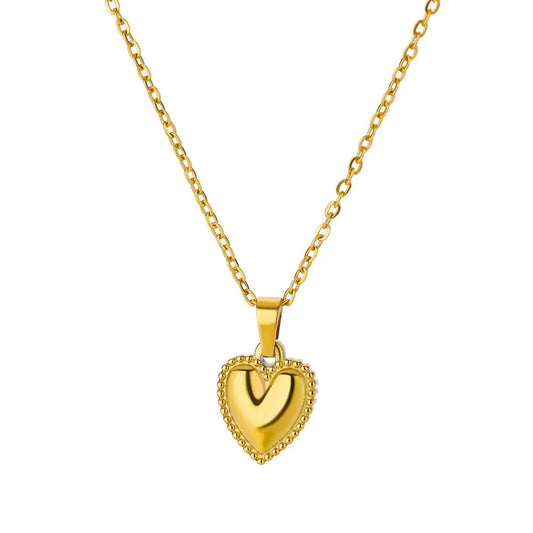 Vintage Glossy Heart Pendant Necklace