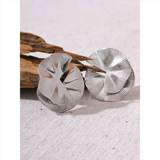 Creative Metal Flower Big Stud Earring