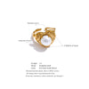 Simulated Pearls Heart Love Gold Open Ring