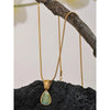 Green Glass Crystal Water Drop Pendant Necklace