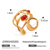 Bague ouverte creuse en agate rouge