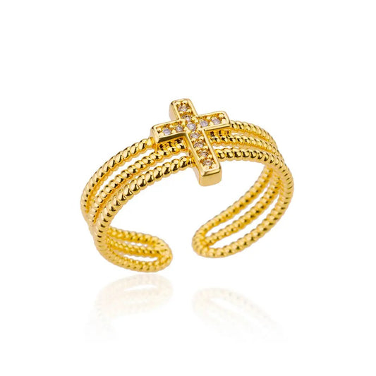 New In Zircon Cross Ring