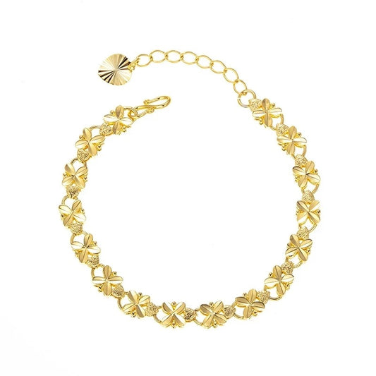 Lucky Four-Leaf Clover Gold Bracelet