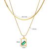 Double Layer Green Zirconia Pendant Necklace