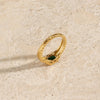 Band Texture Engraved Gemstone Ring