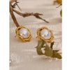 Fashion Simulated Pearl Round Flower Stud Earring