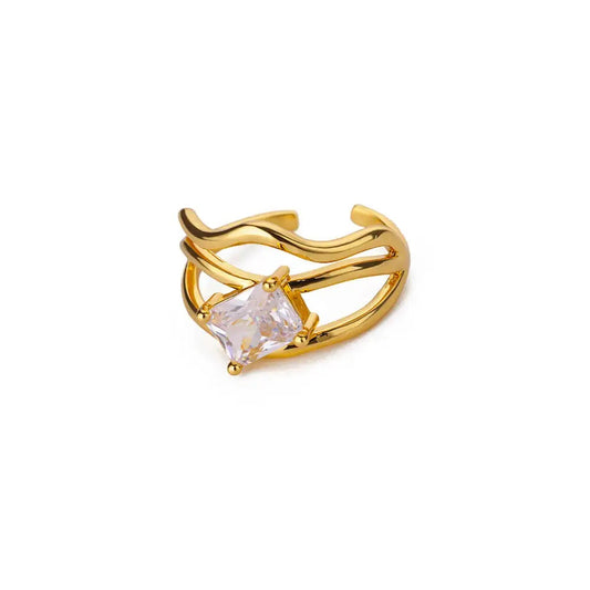 Fashion Square Zircon Geometric Ring