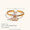 Five Petals Zircon Stainless Ring