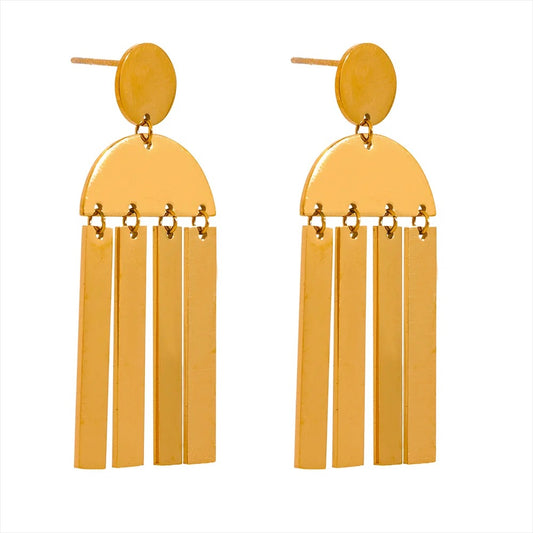 Polished Square Tassel Earring