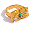 High Quality Fashion Stone Zircon Green Eye Ring