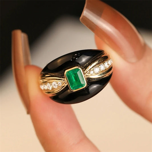 Fashion Retro Green Crystal Ring