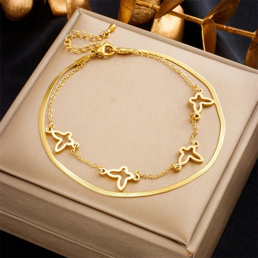 2-Layer Butterfly Charm Anklet