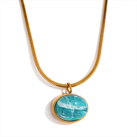 Natural Stone Amazonite Pendant Necklace