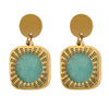 Trendy Green Natural Stone Dangle Earring