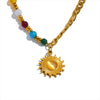 Natural Stone Beads Sun Pendant France Necklace