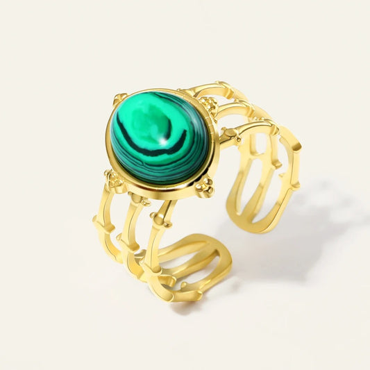 Malachite Natural Stone Hollow Ring