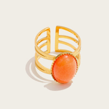 Bague en pierre naturelle orange