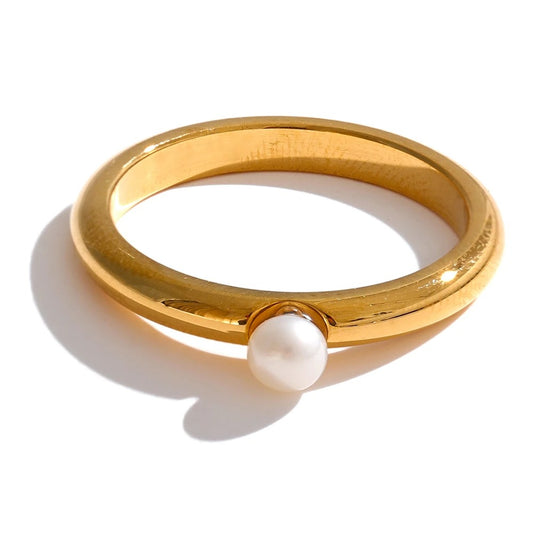 Inlaid Natural Pearl Unique Exquisite Style Ring