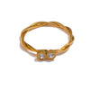 Woven Zirconia Twisted Gold Thin Ring