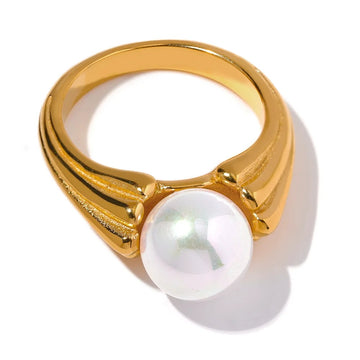 Tarnish-Resistant Shell Pearl Fashion Ring