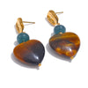 High Quality Agate Tiger Natural Stone Heart Earring