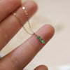 Retro Green Three Zircon Neclace