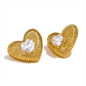 Delicate Zirconia Heart Stud Earring