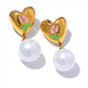 Heart Imitation Pearls Drop Sweet Earring