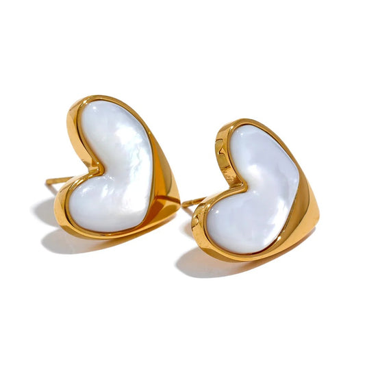 Natural Shell Heart Love Chic Stud Earring