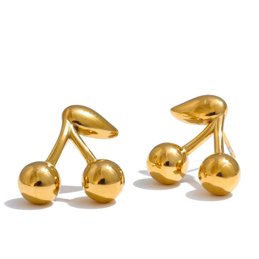 Chic Cherry Gold Stud Earring