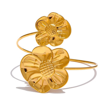 Metal Flower Adjustable Bracelet Bangle