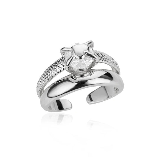 Intertwined Heart Zircon Ring