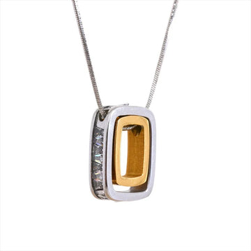 Square Hollow Double Layered Overlay Pendant Necklace