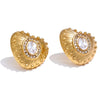 Zirconia Heart Love Gold Stud Earring