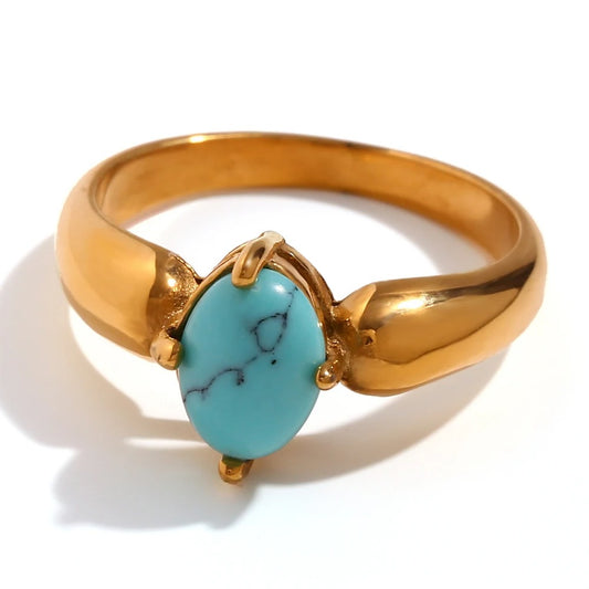 Natural Stone Turquoise Zirconia Ring