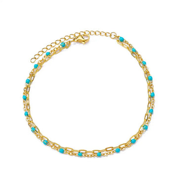 Blue Beads Double Layer Anklet