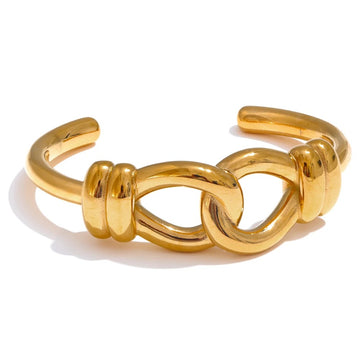 Heavy Metal Knot Cuff Open Gold Bracelet