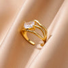 Fashion Square Zircon Geometric Ring