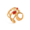 Bague ouverte creuse en agate rouge