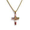 Delicate Colorful Bling Cubic Zirconia Cross Pendant Necklace