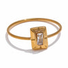 Square Zirconia Gold Color Ring