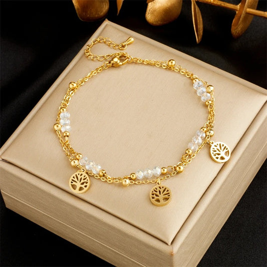 Double Layer Tree Charm Anklet