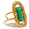 Bague ajustable ouverte en pierre naturelle d'agate verte