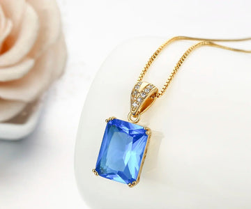 Collier de suspension Princess Ocean Blue CZ