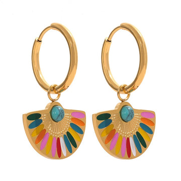 Bohemian Rainbow Drop Hoop Earring